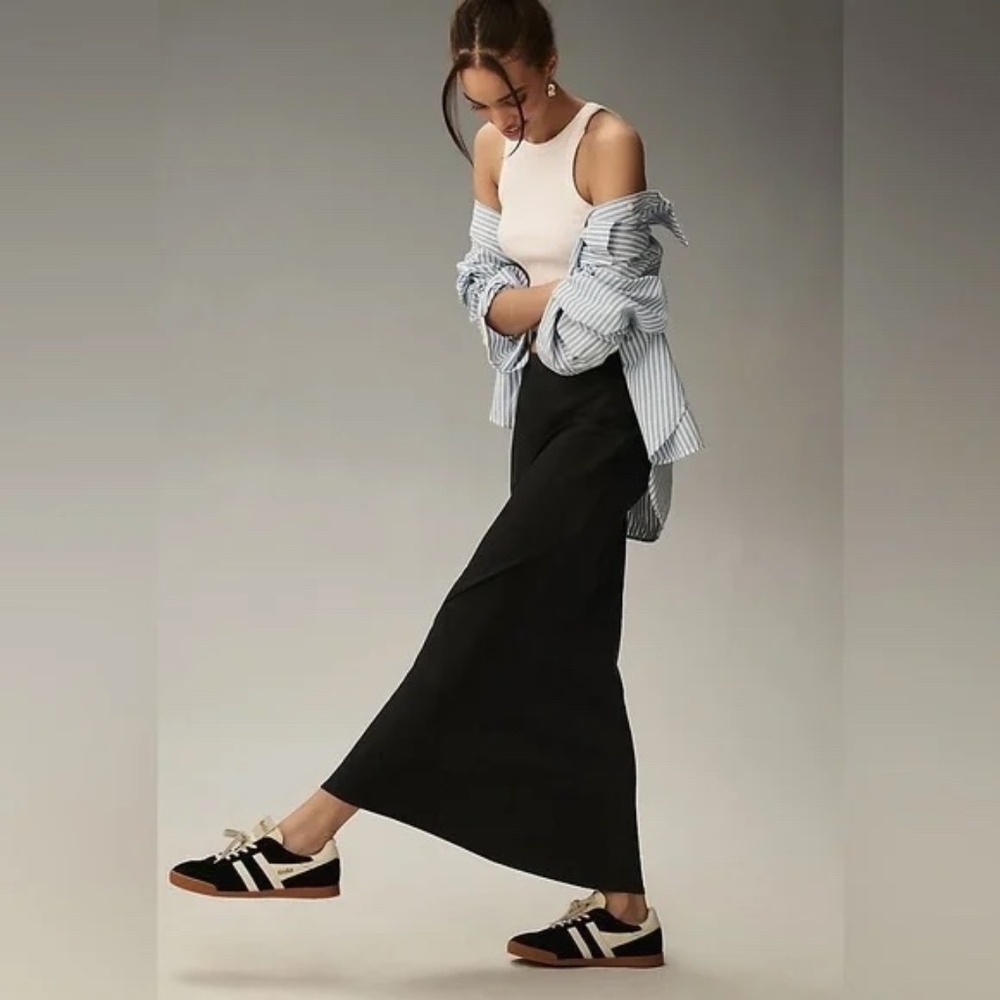 Anthropologie The Tilda Maxi Slip Skirt: Linen Edition in Black size XXS NWT